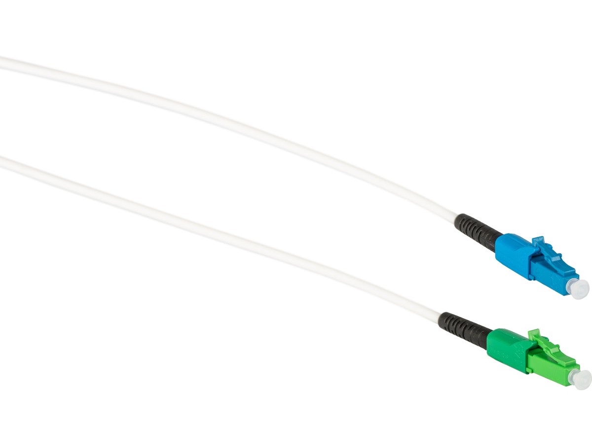 FTTH - Patchkabel, LC APC - LC PC - 9/125 G657.A2, simplex weiss, L= 15m