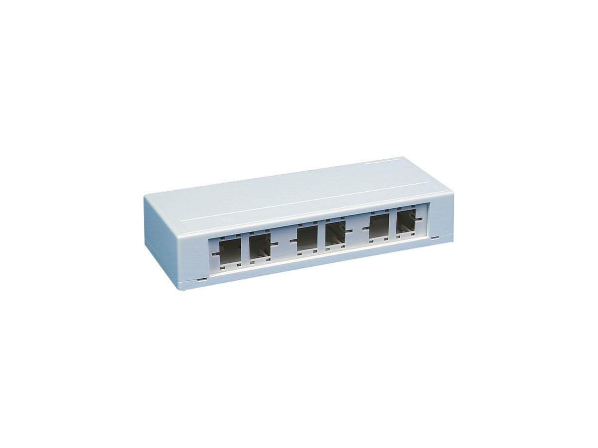 R&Mfreenet Boîtier compact 6x1 port - 189x74x37mm, blanc, vide