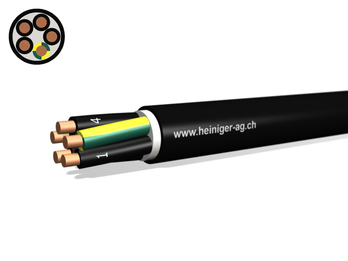 Erdkabel NYY-J Eca 5x25 sw - 0.6/1kV