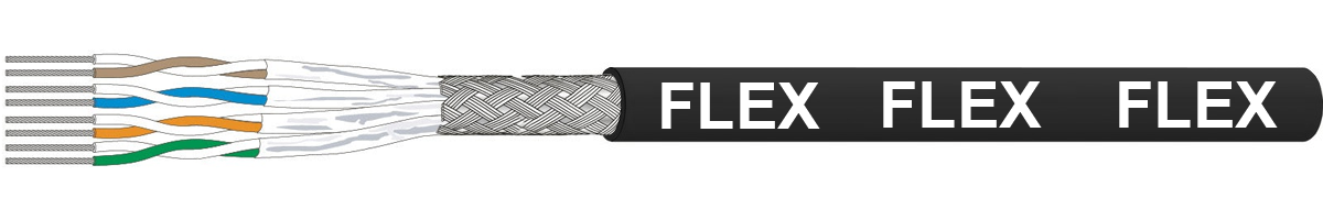 CU 7702 flex TC S/FTP 4x2x0.13 noir - 4P FRNC/LSOH 862MHz Cat.7, Dca