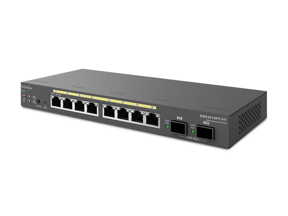 EnGenius EWS2910FP-FIT - Switch, PoE+, 8x1000T + 2xSFP, 130W