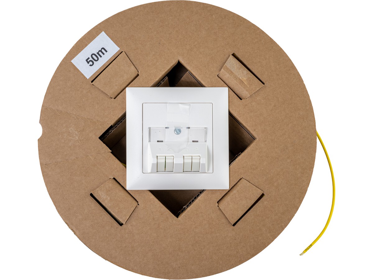 OTO Boît. encastré 2xLC APC, conf. L=10m - H&S FTTH 4x1E9/125 G.657.A2, 2.8mm jaune