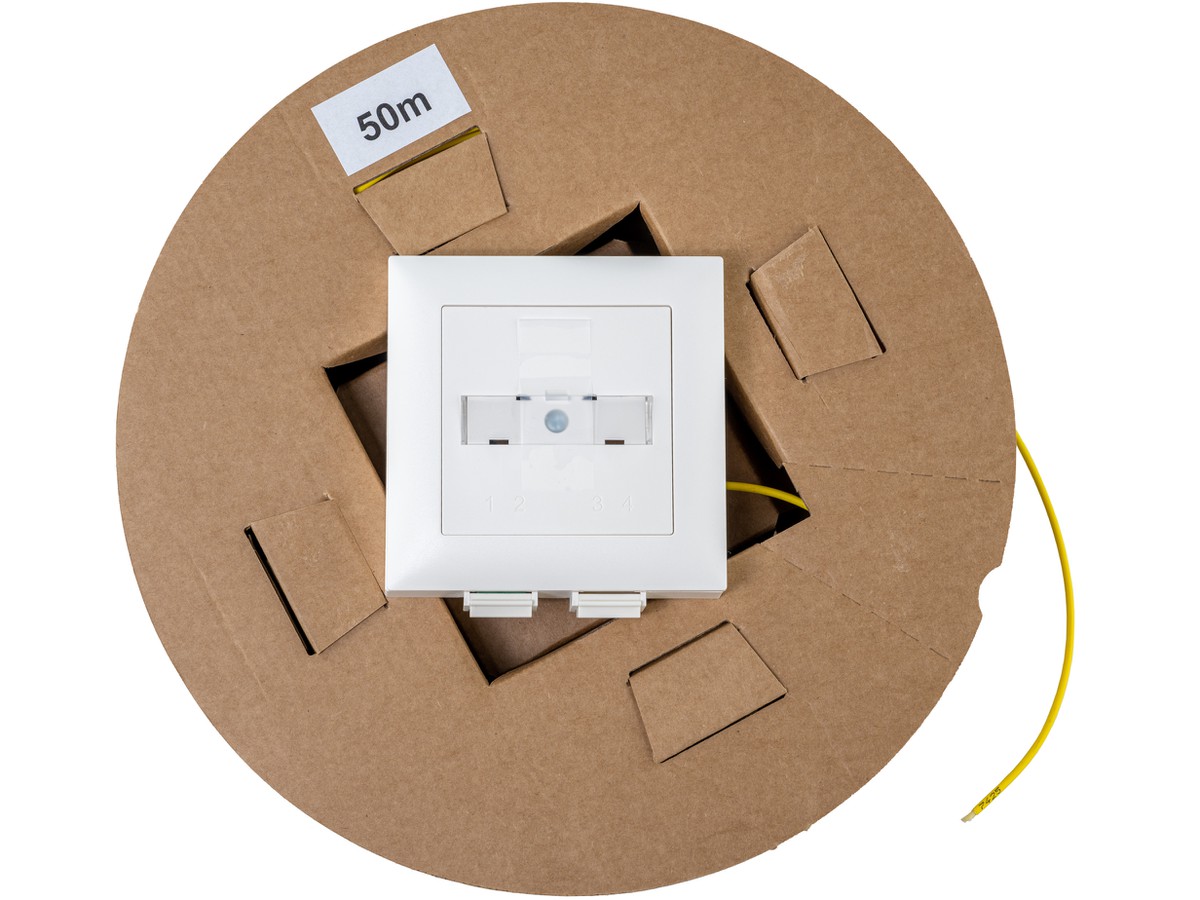 OTO Boît. apparent 2xLC APC, conf. L=60m - H&S FTTH 1x4E9/125 G.657.A2, 2.3mm jaune