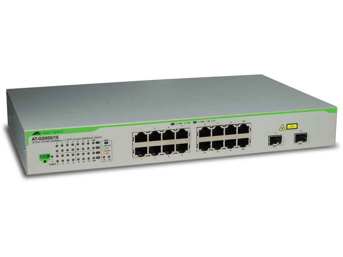 AT-GS950/16, 16x10/100/1000T - + 2xSFP-Combo, Switch L2, Web-managed