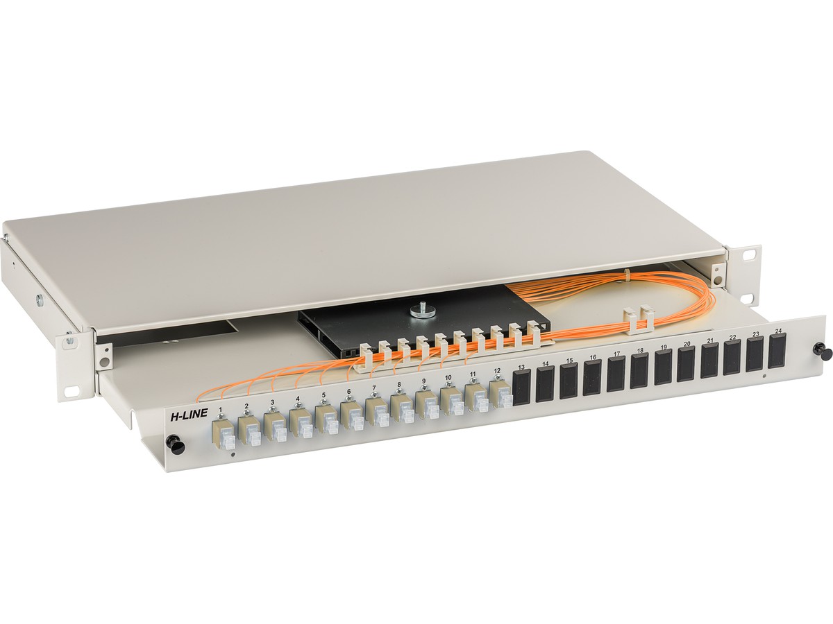Tête de câble 12xSC simplex 50/125 prêt - à jonctionner, 1UH, RAL7035, H-Line