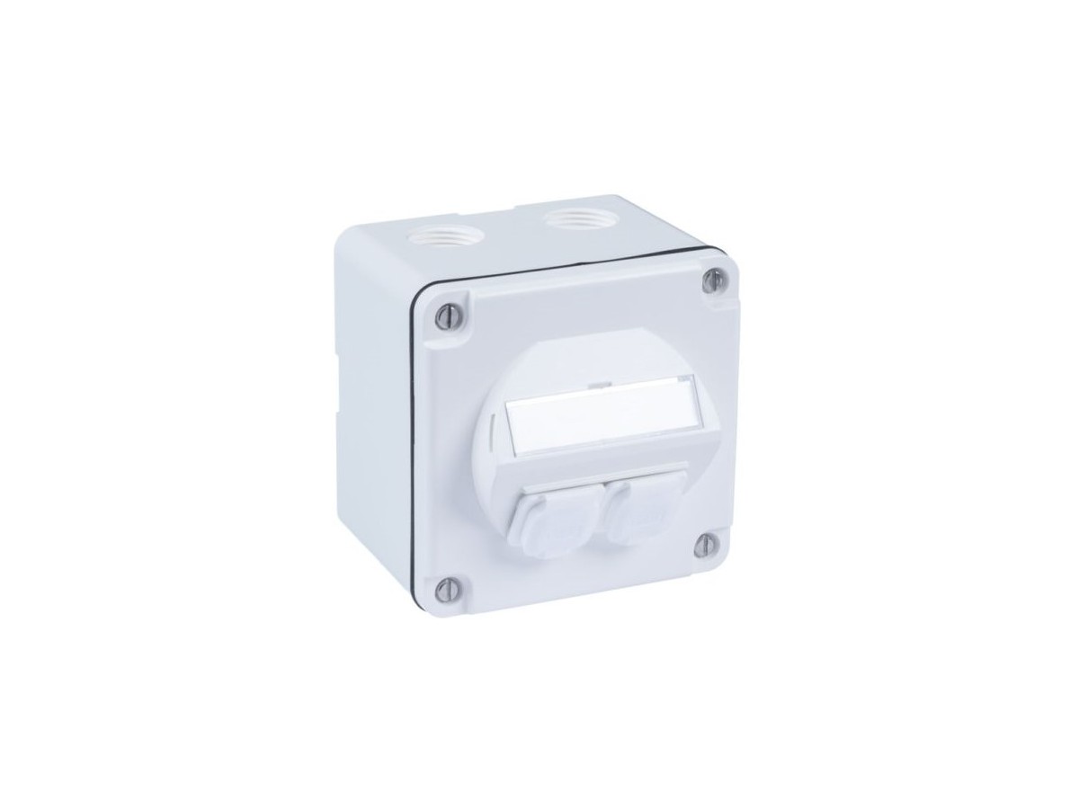 R&M DA-Boîtier Splash apparent IP54 - p. Cat.6A, 2 port, blanc, 87x87, vide