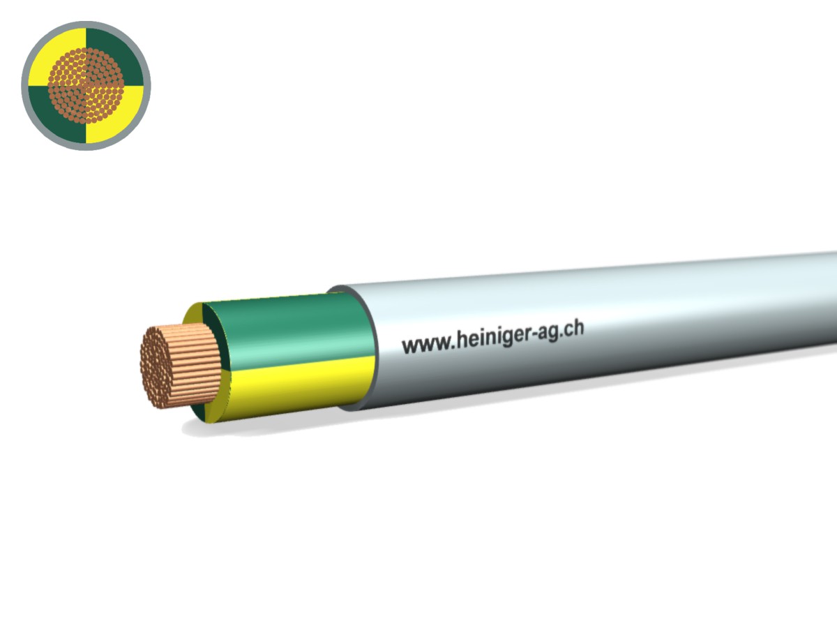 FE05C Kabel Cca hal-frei 1x50 PE=ge-gn - gr 0.6/1kV 90°C EN50399