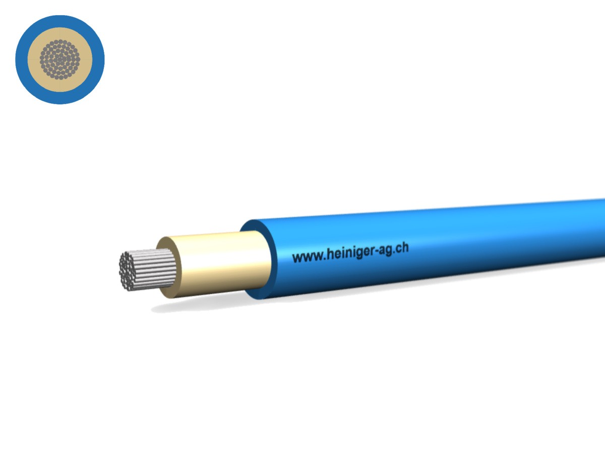 Câble solaire Eca réticulé 1x10 bleu - Résist. aux intempéries et UV H1Z2Z2-K