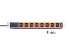 H-LINE Bloc multiprise 19" 8xC13 - fiche C14, câble 3m, orange