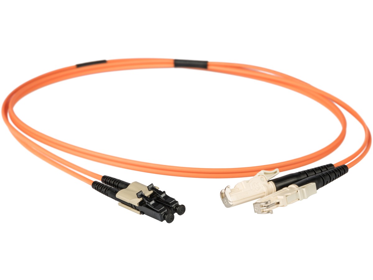 Cordon fibre optique, LCd - E2000 - 62.5/125, duplex, fig.8, L= 1.0m