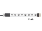 H-LINE Steckdosenleiste 19" 8xT23 oF - ohne Netzfilter, Kabel 3m, weiss