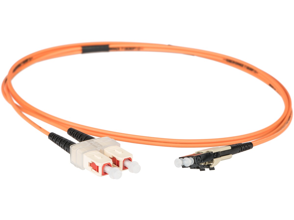 Cordon fibre optique, LCd - SCd - 62.5/125, duplex, fig.8, L= 10m