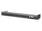 H-LINE M Panneau de brassage 19" 24x STP - 1UH vide, noir, pour module Keystone