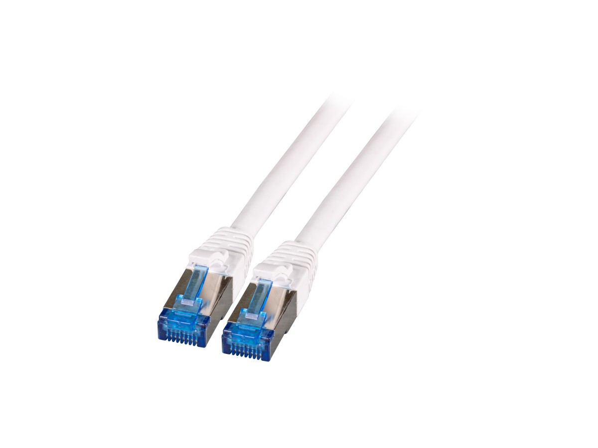 Standard RJ45 Patchkabel S/FTP 0.5m - Kat.6A, Kat.7 Kabel, TPE/LSZH, weiss