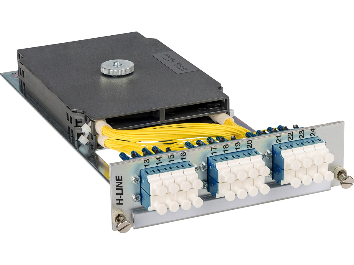 Einschubmodul H-Line zu BGT 3HE/7TE - 6xLC-Quad 9/125 bestückt, spleissfertig