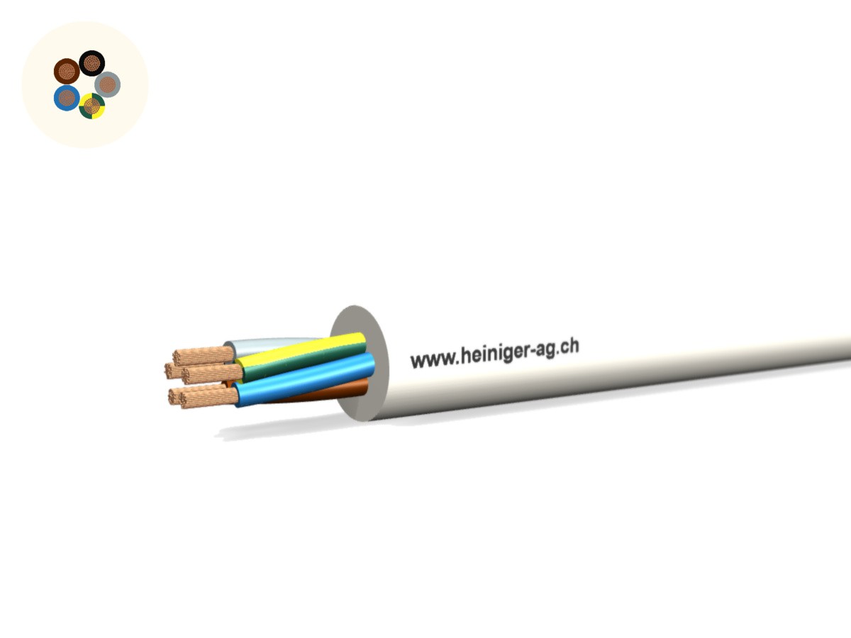 Td Apparate-Kabel Eca 5G1.00 LNPE ws - RAL9010 H05VV-F 300/500V HD 308 S2