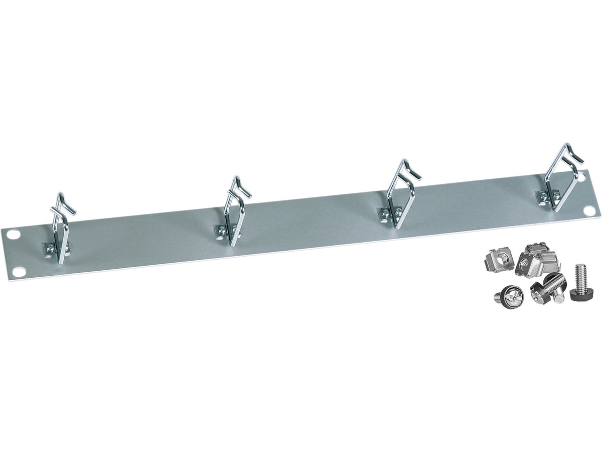 Panneau de rangement 19" 1UH Alu elox - 4 guides long chromés 44x88mm