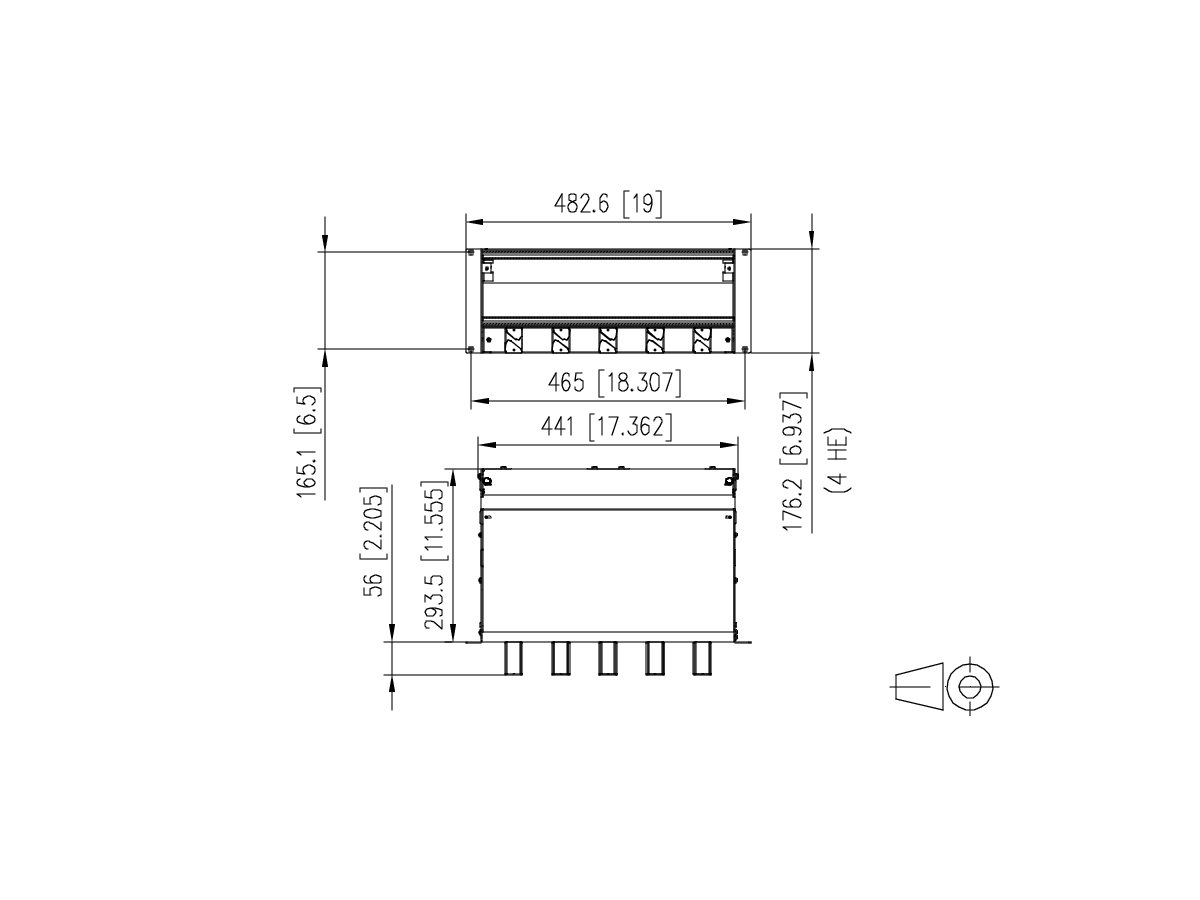 Châssis à cartes 3+1UH 19" - pour max 12 module 3UH/7UP, OpDAT CM