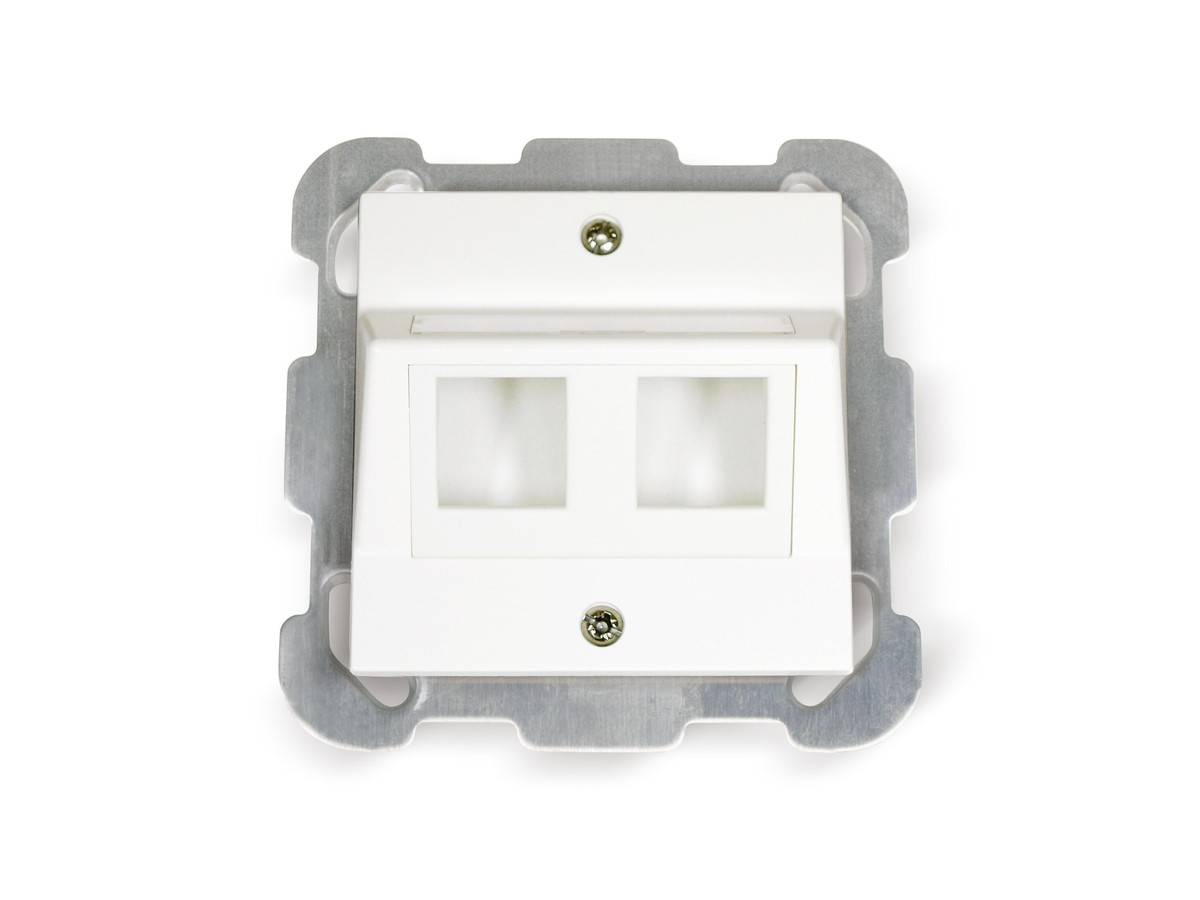 Unilan UP-Dose Kallysto 2fach, schräg ws - ohne Abdeckrahmen für RJ45 (MS/MU)