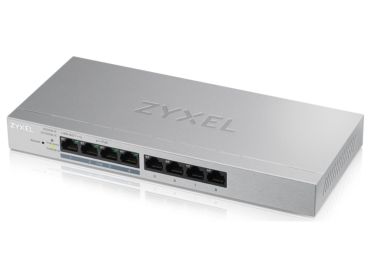 Zyxel GS1200-8HP, Switch webmanaged - 8x10/100/1000, 4xPoE, 60 Watt