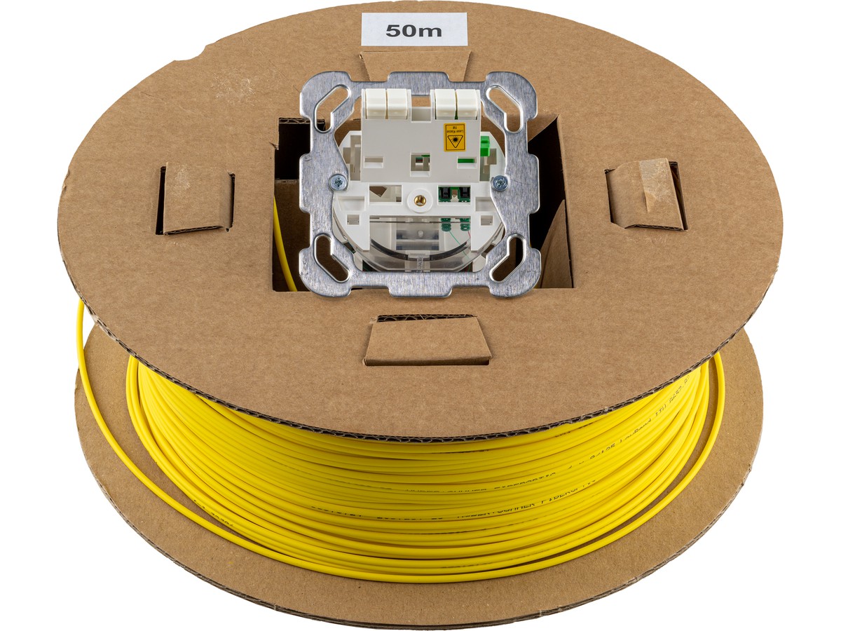 OTO Boît. encastré 2xLC APC, conf. L=70m - H&S FTTH 1x4E9/125 G.657.A2, 2.3mm jaune