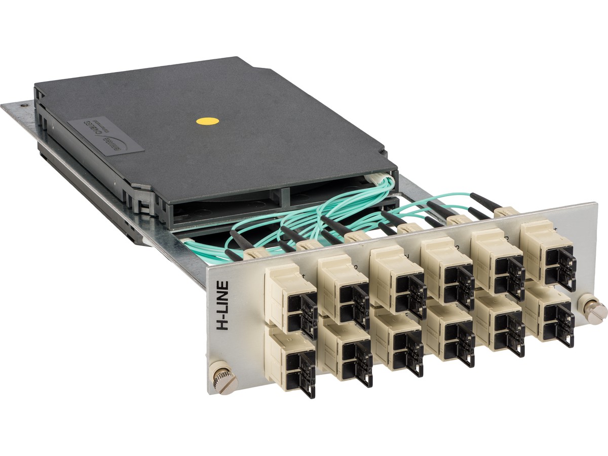 Einschubmodul H-Line zu BGT 3HE/8TE - 12xLX.5d 50/125 OM3 bestückt, spleissf.