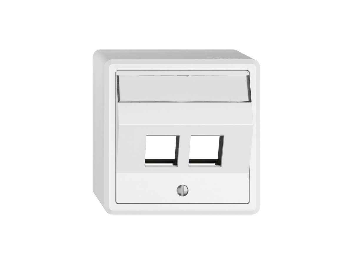 Feller AP-Dose EDIZIO.liv, 2fach weiss - Schrägauslass für RJ45 (KS)