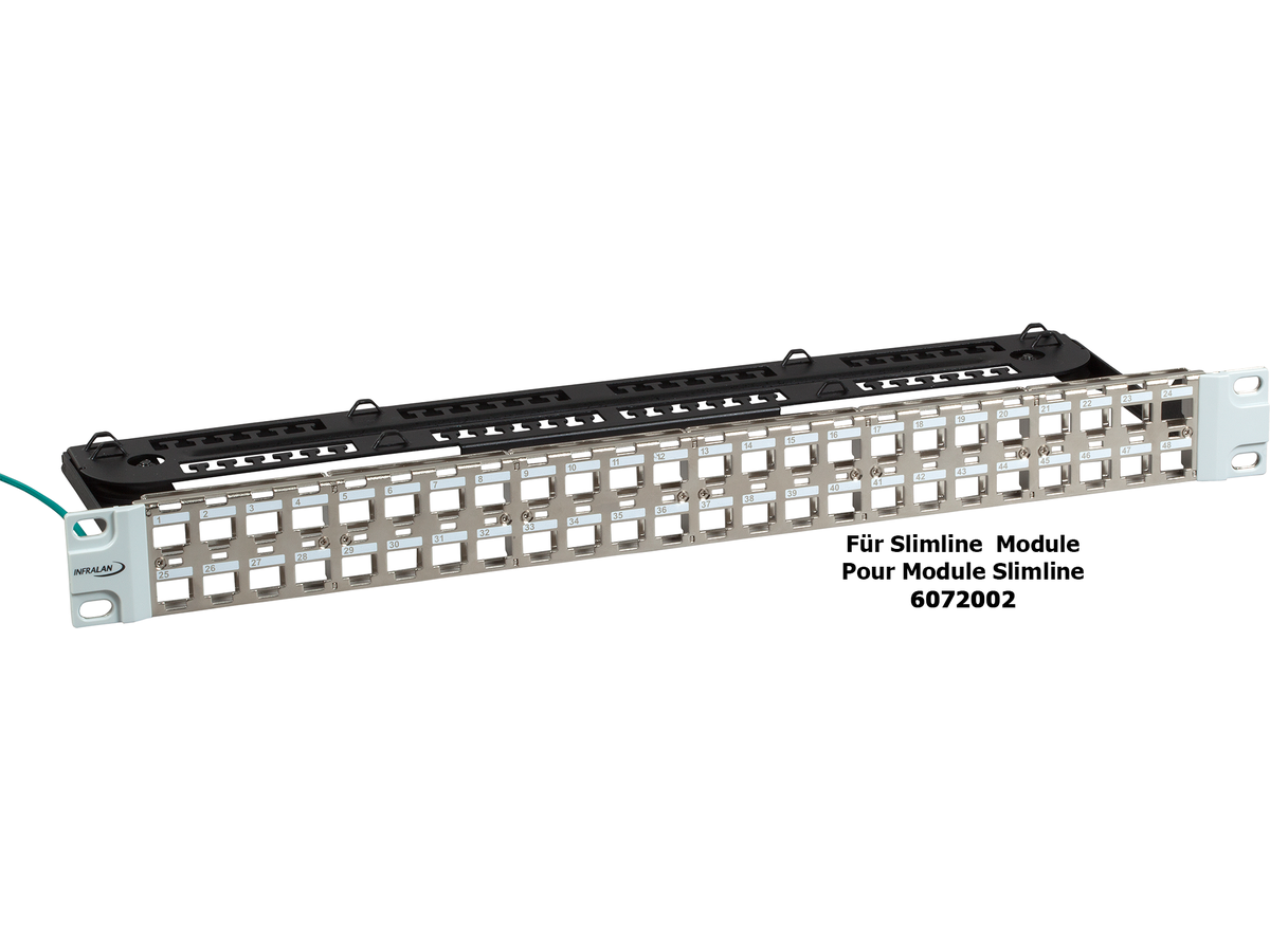 INFRALAN Rangierfeld 19" 1HE 48x - leer, Metallfarbe, für Keystone Module