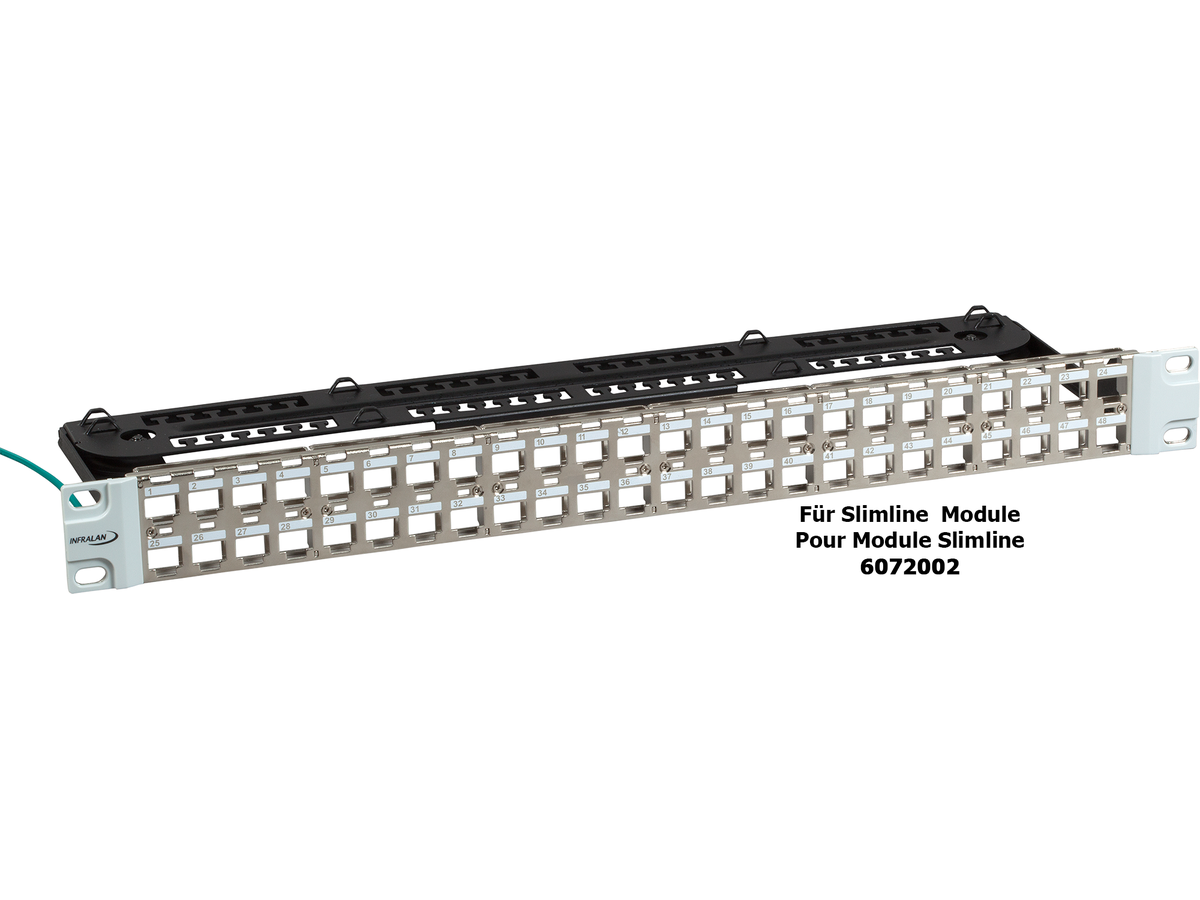 INFRALAN Rangierfeld 19" 1HE 48x STP - leer, Metallfarbe, für Keystone Module