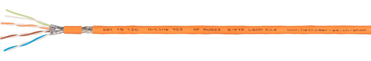 H-LINE 923 câble data S/FTP 4x2x0.56 - FRNC/LSOH 1000MHz, Cat.7, orange, Cca