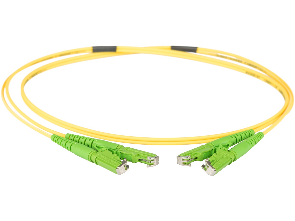 Cordon fibre optique, E2000hrl-E2000hrl - 9/125, duplex jaune, fig.8, L= 3.0m
