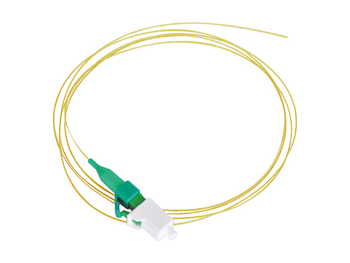 Pigtail, LC APC, FTTH, G.657.A, jaune - 9/600, 1m