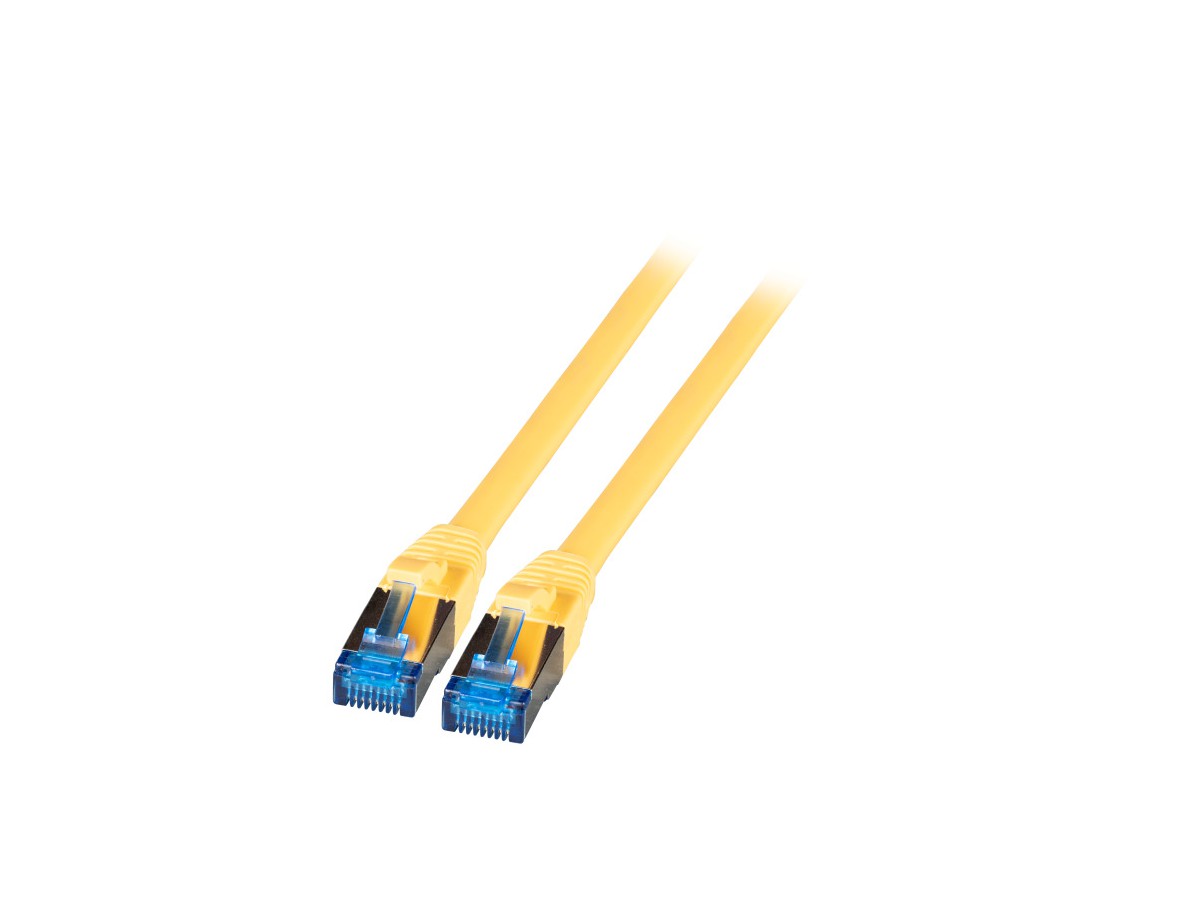Standard RJ45 Patchkabel S/FTP 10m - Kat.6A, Kat.7 Kabel, TPE/LSZH, gelb