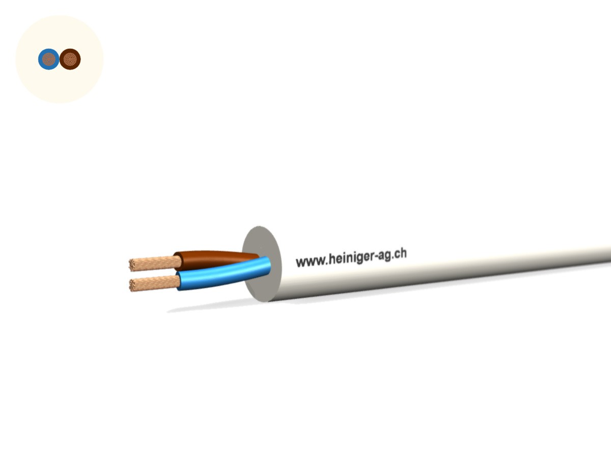 Td Apparate-Kabel Eca 2x0.75 LN ws - RAL9010 H05VV-F 300/500V HD 308 S2