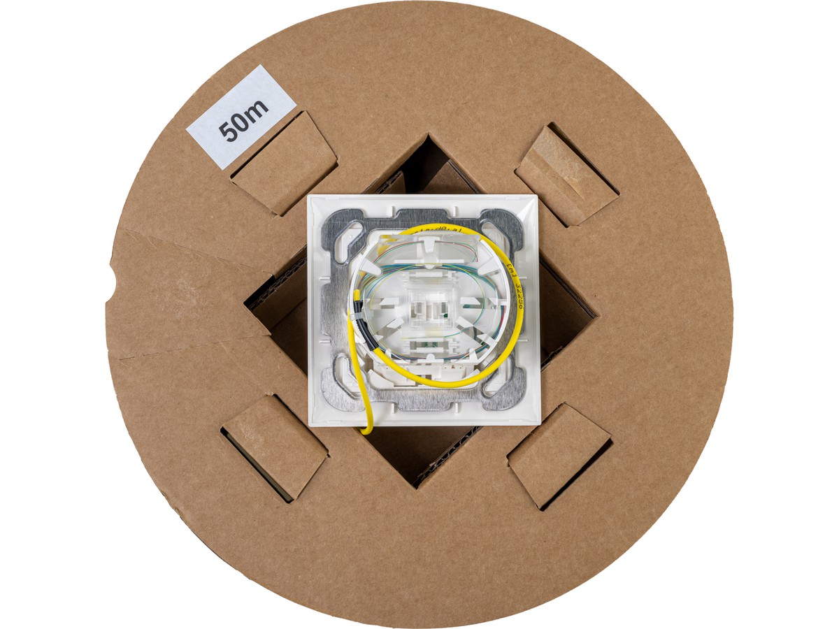 OTO Boît. encastré 2xLC APC, conf. L=10m - H&S FTTH 4x1E9/125 G.657.A2, 2.8mm jaune