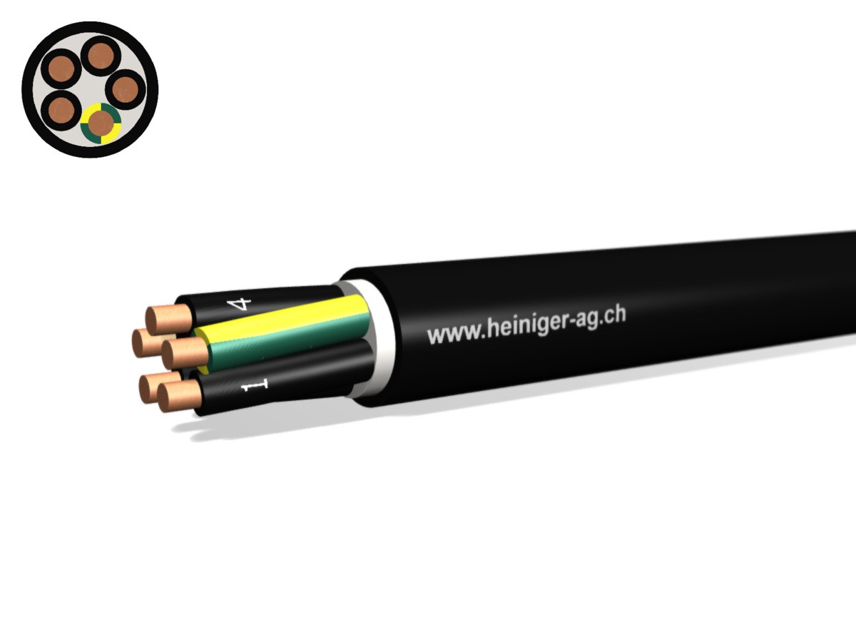 Erdkabel NYY-J Eca 5x16 sw - 0.6/1kV