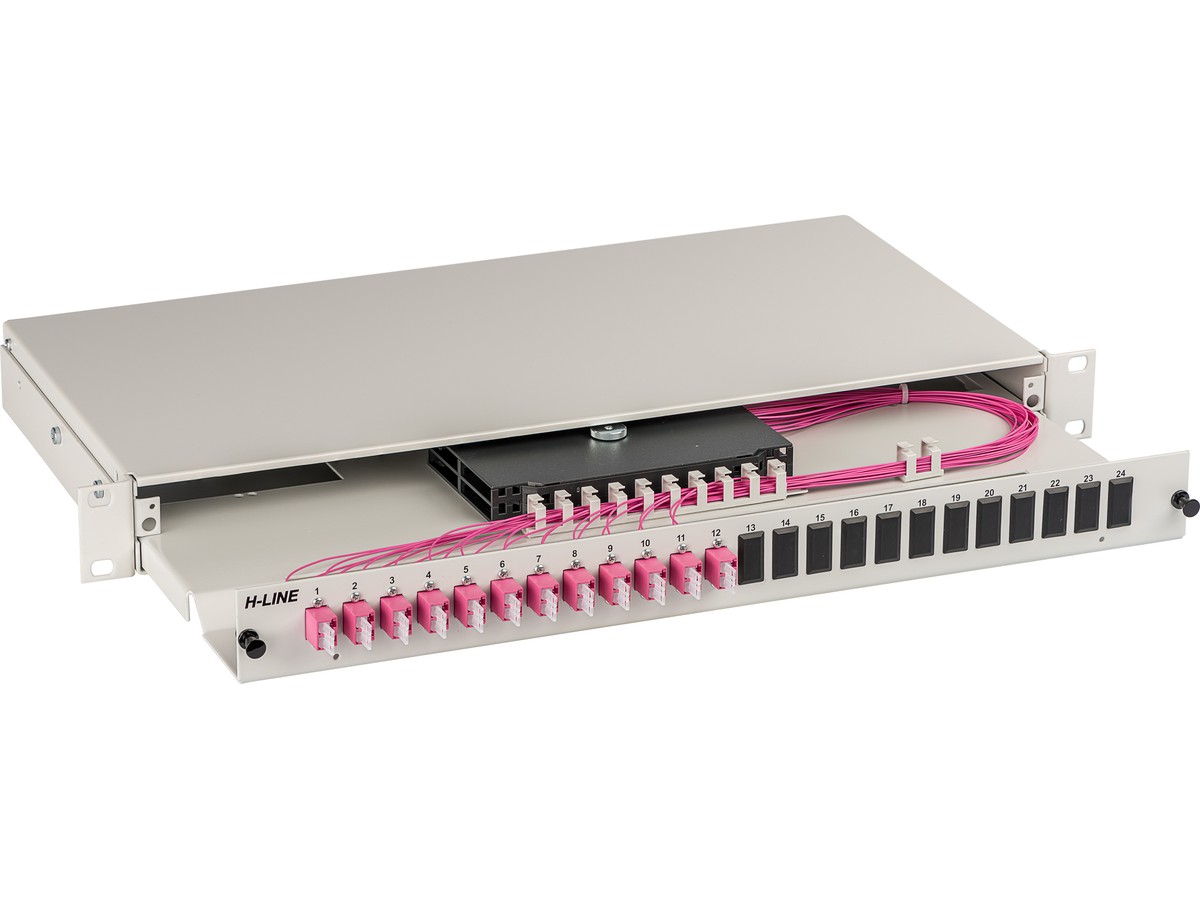 Tête de câble 3xLC duplex 50/125 OM4 - prêt à jonctionner, 1UH, RAL7035, H-L