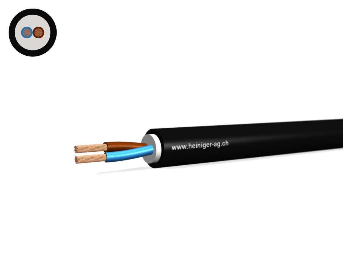 Câble d'appareils Tdlr Eca 2x0.50 LN nr - RAL9005 H03VV-F 300/300V HD 308 S2