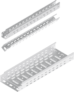 Kabelrinne Typ KFL50H60 mit Gewindestange PGM8, Deckenbügel seitlich, Abstand <= 1500mm, max. 5kg/m,  Deckenmontage