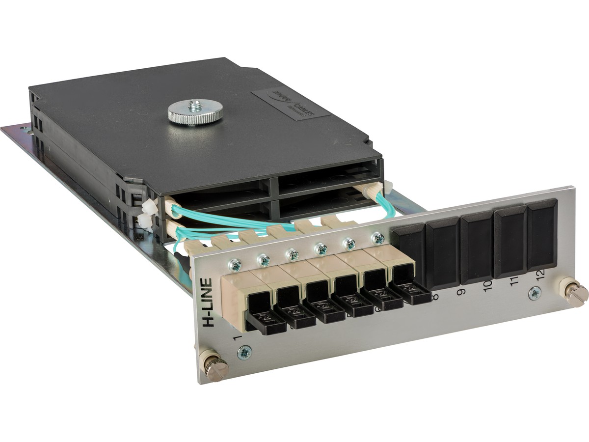 Einschubmodul H-Line zu BGT 3HE/7TE - 12xE2000 50/125 OM3 bestückt, spleissf.