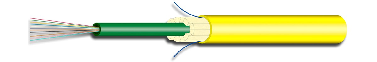 H-LINE FO Universal 1x12E9/125, Dca - Innen/Aussenkabel 7.5mm, 3000N, gelb