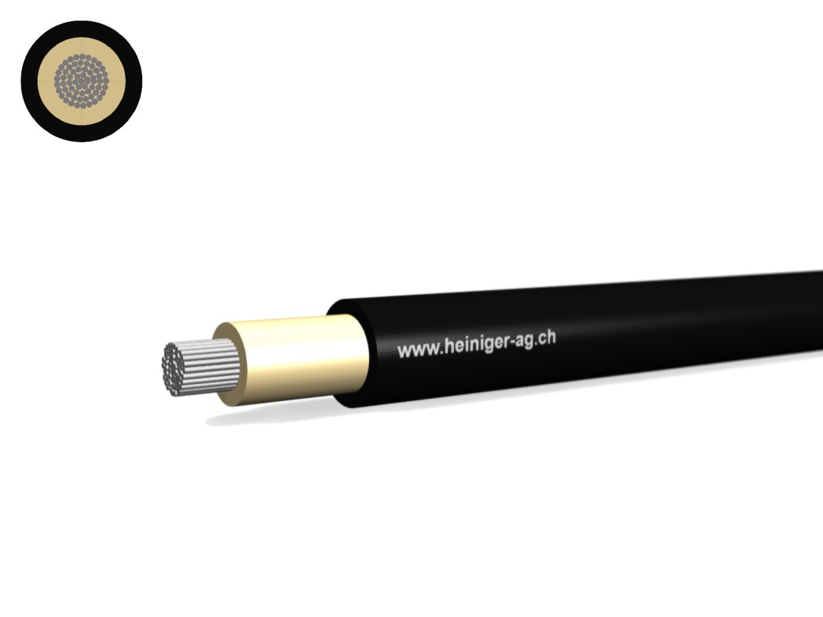 Câble solaire Eca réticulé 1x10 noir - Résist. aux intempéries et UV H1Z2Z2-K