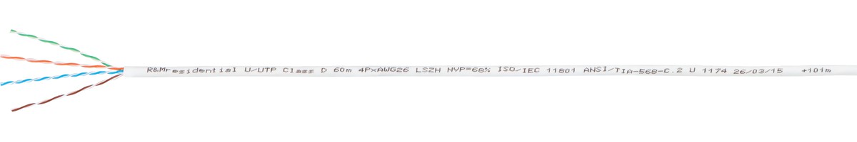 Freenet Datenkabel U/UTP 4x2x0.40 weiss - 4P LSZH 100MHz Kat.5e bis 60m, Eca