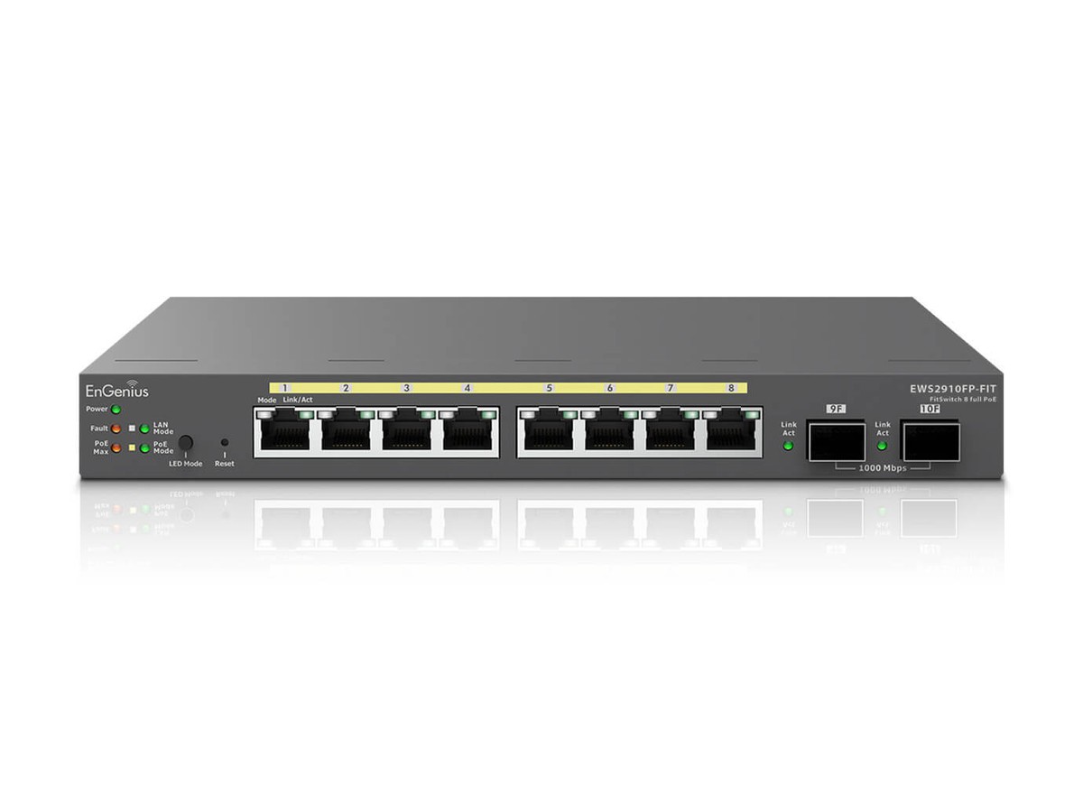 EnGenius EWS2910FP-FIT - Switch, PoE+, 8x1000T + 2xSFP, 130W