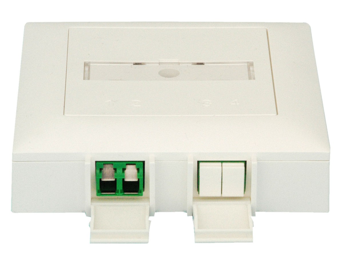 OTO-FTTH AP-Anschlussdose, weiss - 1xLCd/APC Mittelstück SM, ohne Pigtail