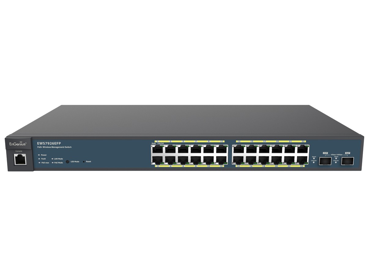 EnGenius EWS7926EFP, 50 AP Contrôleur - Switch, PoE+, 24x1000T, 2x SFP+, 410W