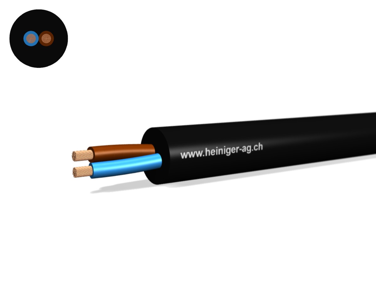 Gdv Anschluss-Kabel Eca 2x4 LN sw - RAL9005 H07RN-F 450/750V verstärkt,AD8