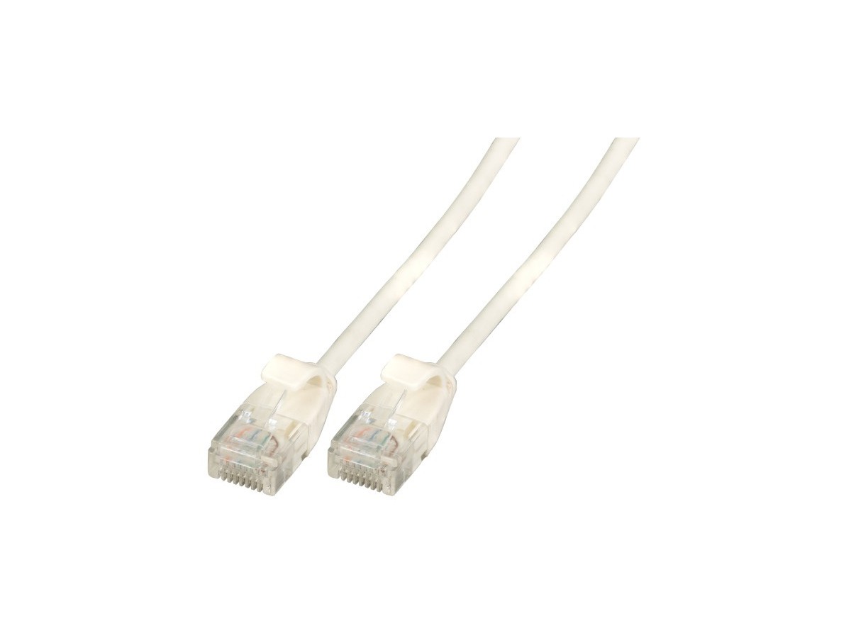 Patchkabel RJ45 U/UTP Kat.6A, 5.0m - Kabel TPE weiss, D:3.6mm ultradünn