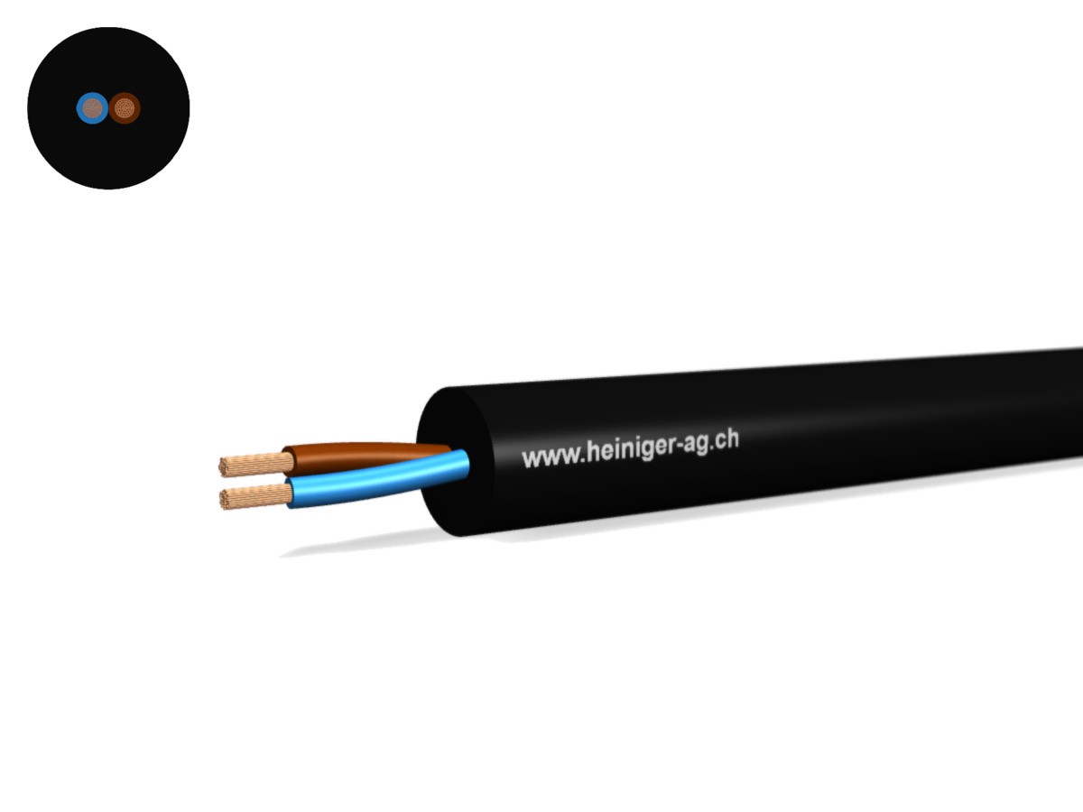 Gdv Anschluss-Kabel Eca 2x1.00 LN sw - RAL9005 H07RN-F 450/750V verstärkt,AD8