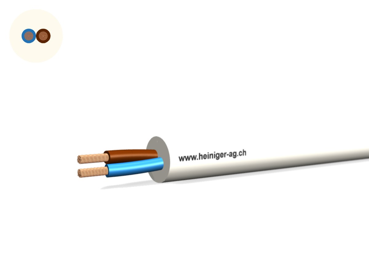 Câble d'appareils Td Eca 2x1.00 LN bc - RAL9010 H05VV-F 300/500V HD 308 S2